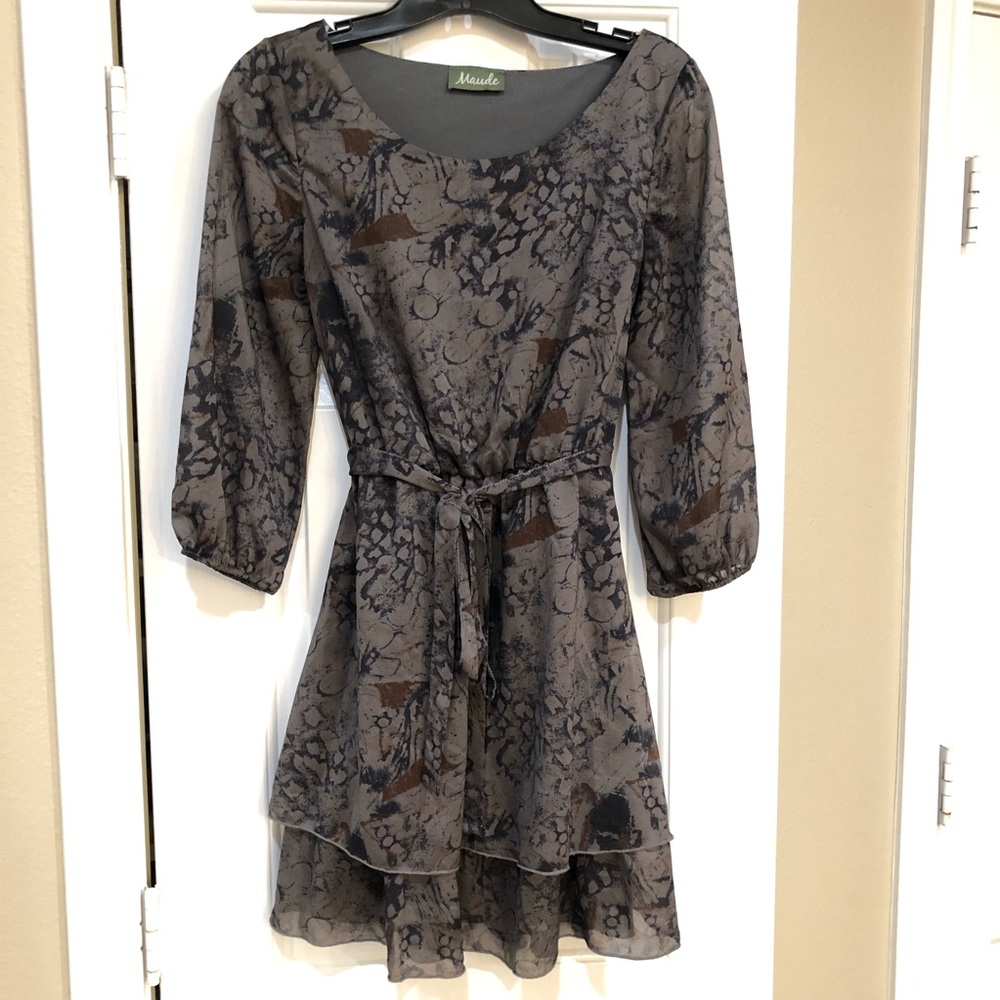 🛍️ Anthropologie Maude Tiered Brown Dress - Size S